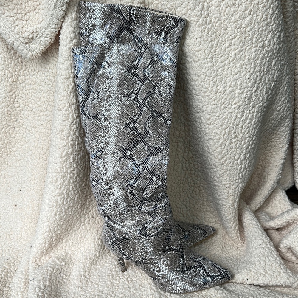 Faux Patterned Gray Boots